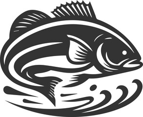 Sea bass fish vector silhouette