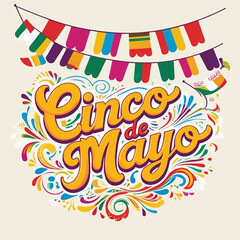A festive illustration with elements associated with Cinco de Mayo.
