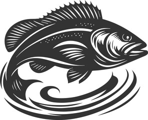 Sea bass fish vector silhouette