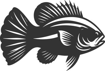 Sea bass fish vector silhouette
