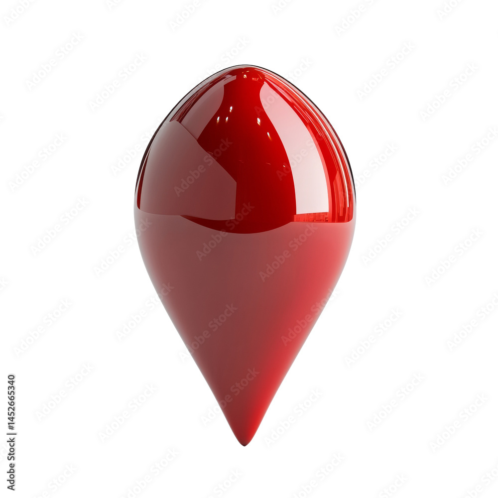 Poster Crimson Geometric Shape with Smooth Reflections on an Isolated Background, creating a glossy visual