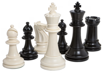  Chess pieces isolated on a transparent background.