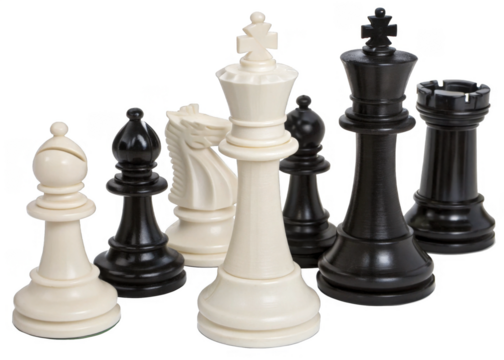  Chess pieces isolated on a transparent background.
