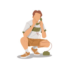 man with phone isolated illustration