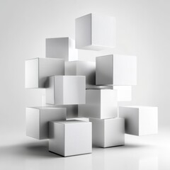 Hovering pastel cube composition for serene branding