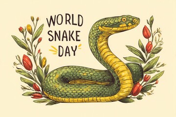 Snake Illustration for World Snake Day