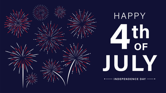 Happy 4th of July Independence Day Fireworks Vector Banner