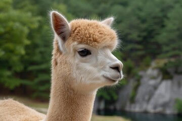 Obraz premium Alpaca Portrait in Nature