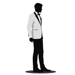 Man in tuxedo, profile view, simple silhouette, for website design