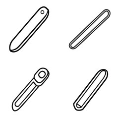 Obraz premium Four Rectangular Objects with Rounded Edges, Black Outlines on Transparent Backdrop