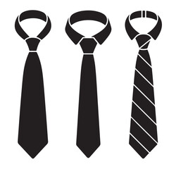 simple modern black tie or necktie icon set vector silhouettes outline coloring book page line art  vector silhouettes