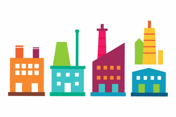 set of Factory icon silhouette vector illustration