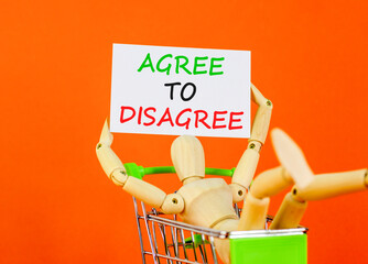 Agree to disagree symbol. Concept words Agree to disagree on beautiful white card. Beautiful orange...