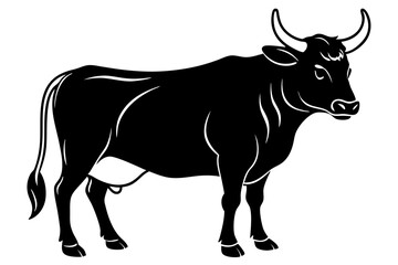 black silhouette of a bull
