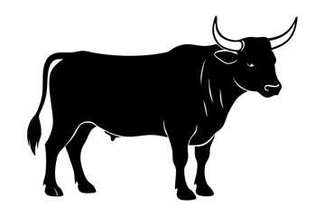 black silhouette of a bull