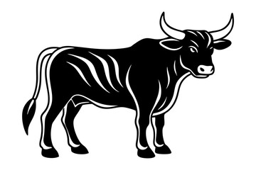 black silhouette of a bull
