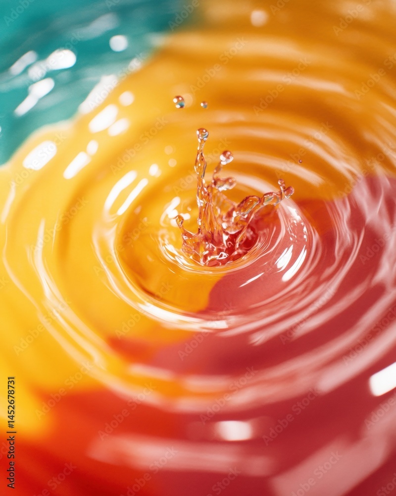 Poster Fluid Dynamics Meets Color Theory Mesmerizing Liquid Vortex Exploring Chromatic Harmony and Motion in High-Resolution Macro