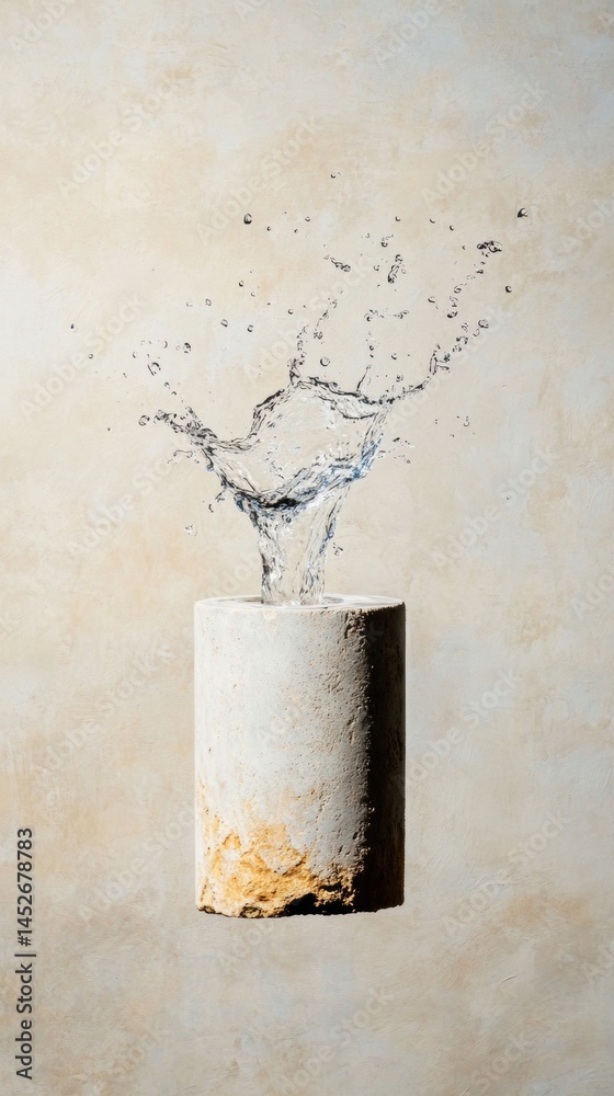 Poster fluid dynamics unleashed minimalist water vortex sculpture in textural concrete - contemporary art m