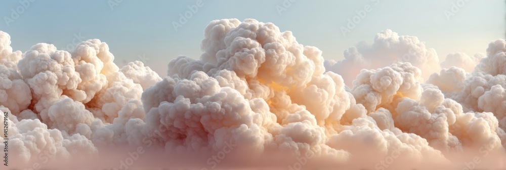Poster ethereal cloudscape ai-enhanced atmospheric exploring climate visualization, soft pastel meteorologi