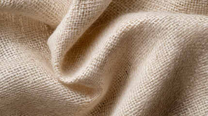 Close-Up of Beige Linen Fabric with Natural Woven Texture. Linen Fabric