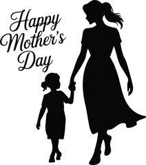 Mother's Day illustrations , Mother holding her child by hand vector on white background