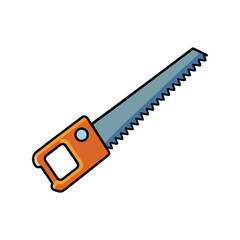 Saw vector illustration, hand tool with sharp teeth, carpentry and woodcutting, DIY work and repair tool