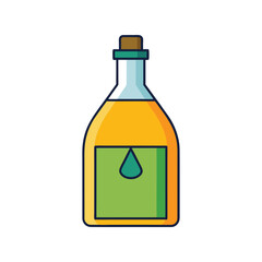 Oil bottle vector illustration, glass or plastic container with liquid, cooking or essential oil packaging 