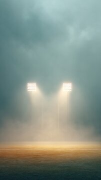 Fototapeta Cinematic Sports Atmosphere Ethereal Rugby Stadium Landscape with Dramatic Floodlight Illumination - Immersive Broadcast Storytelling for Next-Gen Audience Engagement