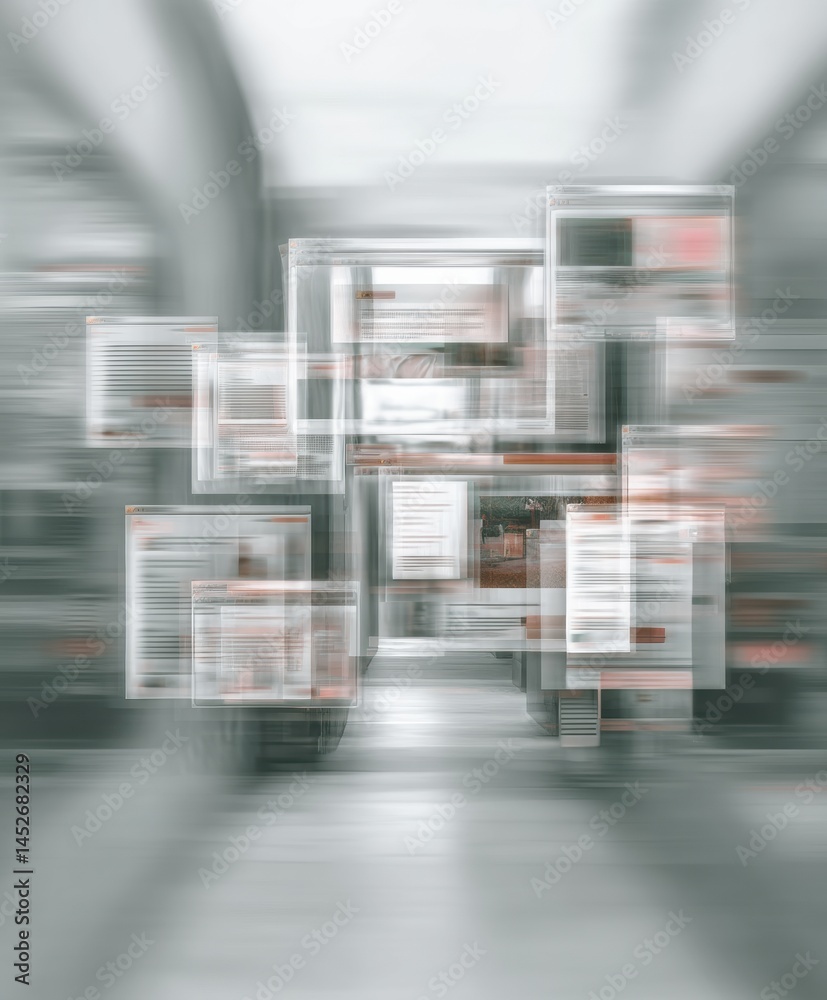 Poster digital overload blurred browser chaos - gen z productivity anxiety and modern workplace information