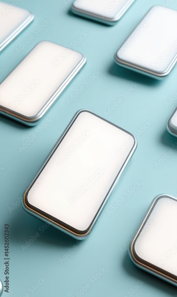 Leinwandbilder Minimalist Tech Flow Next-Gen Digital Connectivity Visualization with Sleek Devices and Pastel Interface Design for Modern Communication Strategies