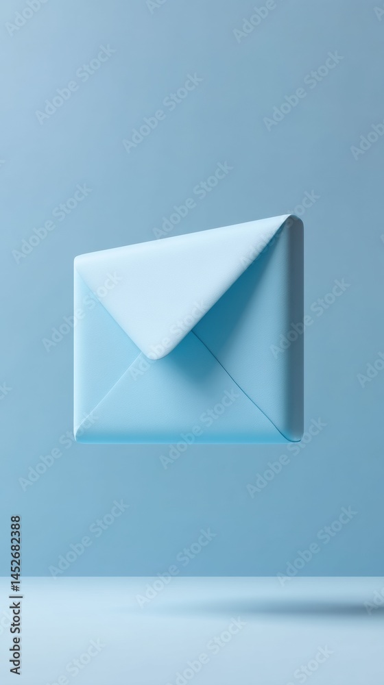 Aufkleber Minimalist Digital Communication Sleek Email Icon Floating in Ethereal Blue Space - Next-Gen Messaging Design for Tech-Forward Branding