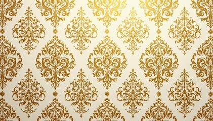 Intricate floral damask pattern in muted golds and creams , background texture, illustration