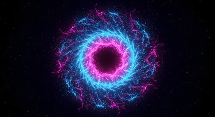 Obraz premium Abstract Swirling Vortex of Light Neon Pink and Blue Energy Burst in Cosmic Space
