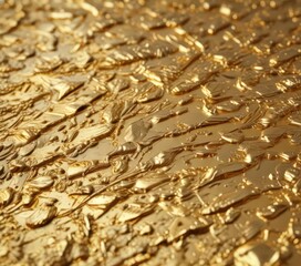 Close-up view of gleaming gold, intricate surface texture,  detail,  shimmer,  hammered gold