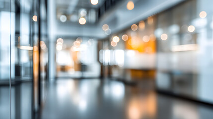 Fototapeta premium Dynamic office environment with blurred interior background and doorway modern workspace focused view