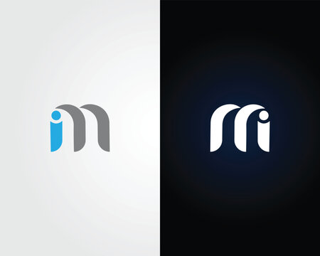 Abstract Letter Mi or iM Logo Design Minimalist Vector Template.