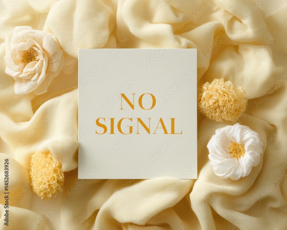 Aufkleber soft-touch digital disconnect aesthetic no signal conceptual art with delicate floral textures - min