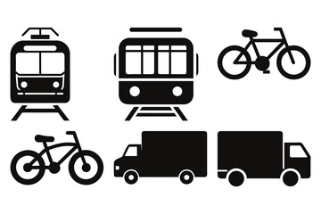 Transportation, vehicle icon set pictograms of travel vector