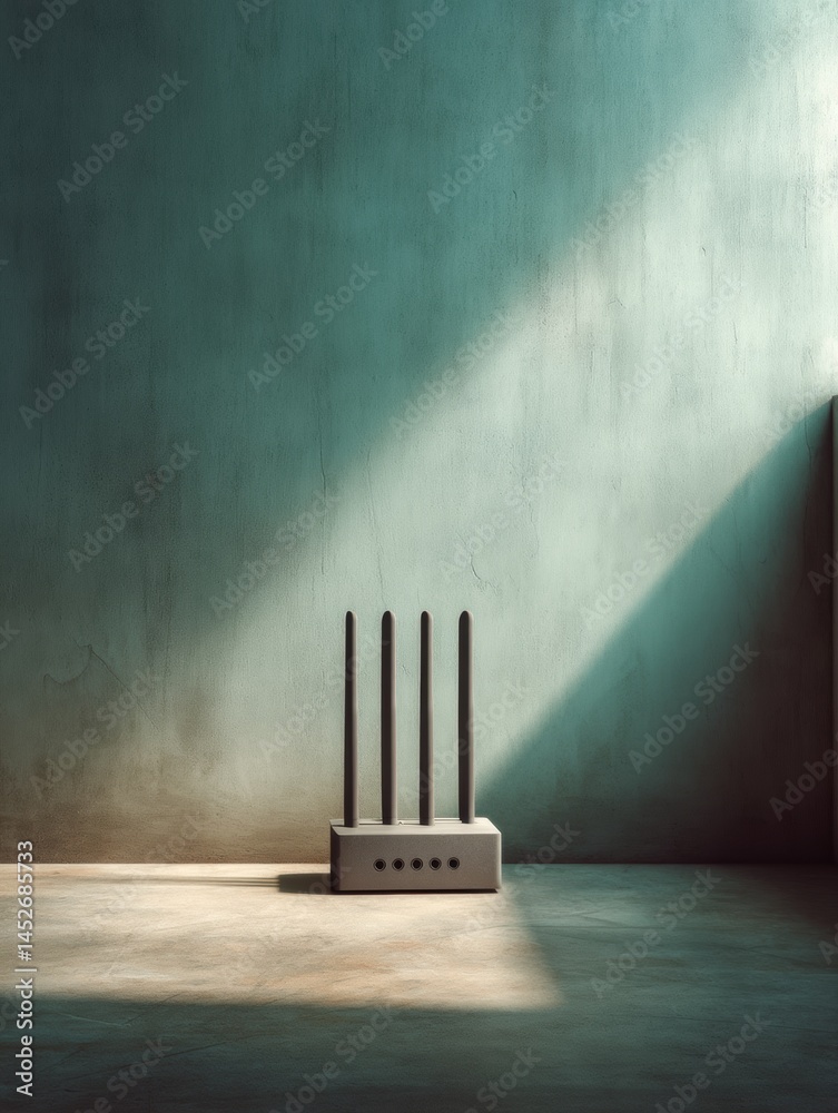 Aufkleber Minimalist Wireless Gateway Sleek Networking Router with Vertical Antennas - Empowering Connectivity Through Elegant Design and Advanced Digital Infrastructure