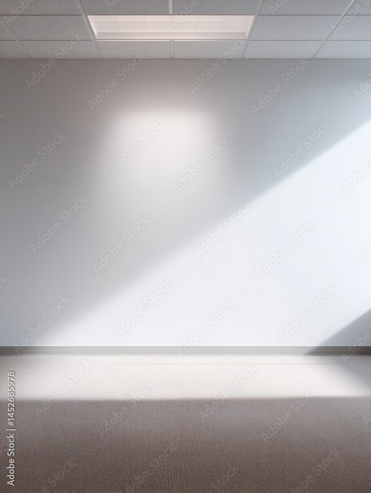 Poster minimalist corporate mockup architectural visualization of ethereal white space with negative lumina