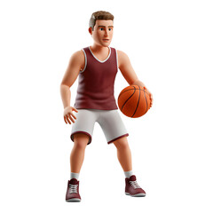 Naklejka premium Cartoon basketball player in red outfit preparing to take a shot