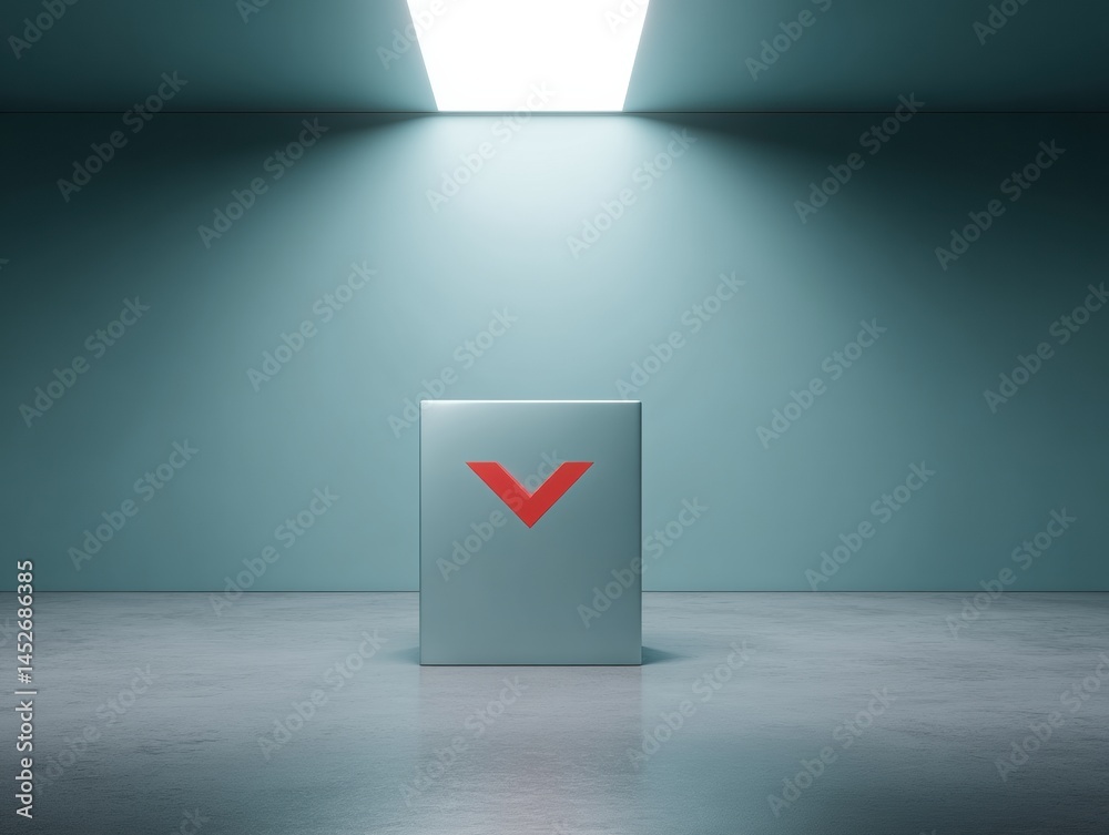 Poster Minimalist Crisis Analytics Sleek Metallic Podium with Decline Indicator - Corporate Strategy Visualization for Digital Transformation Insights