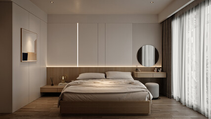 3D RENDER LUXURY HOTEL ROOM
