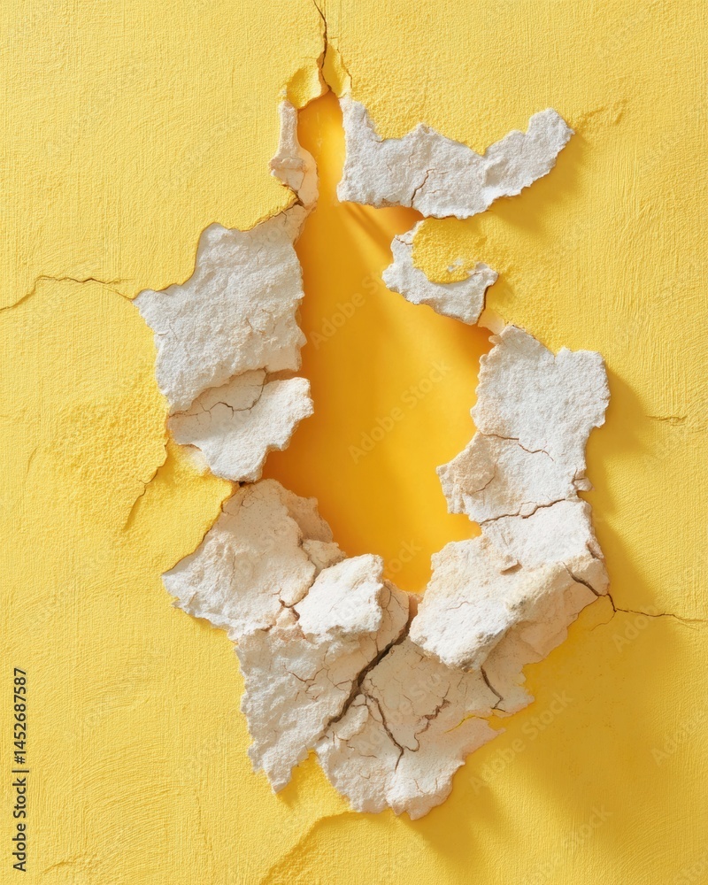 Leinwandbilder deconstructed texture reveal vibrant yellow breakthrough in minimalist material design - architectur