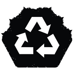 Fototapeta premium Recycling Symbol on Green Moss Background