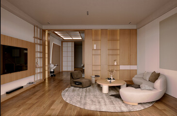 3D RENDER APARTMENT LIVING ROOM © esin