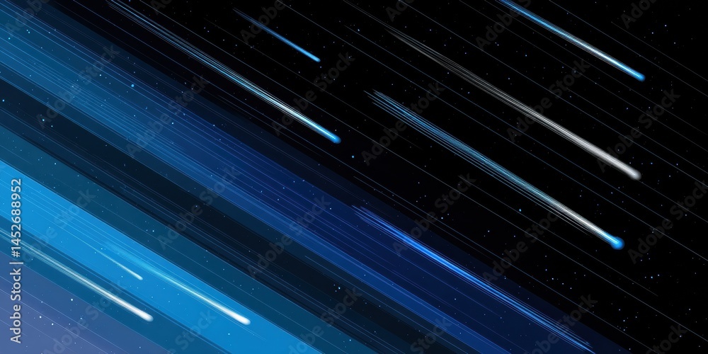 Poster cosmic velocity minimalist digital meteor shower visualization for tech branding, ar design, and fut
