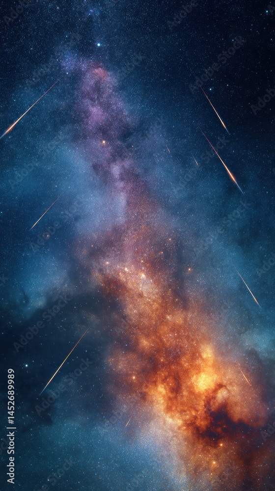 Leinwandbilder Cosmic Spectacle Immersive Meteor Shower Visualization - Ultra-High Resolution Astronomical Event Showcasing Celestial Dynamics for Science and Inspiration
