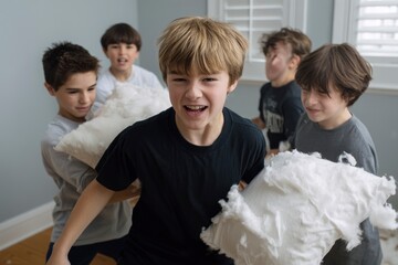 Fototapeta premium Boy Pillow Fight