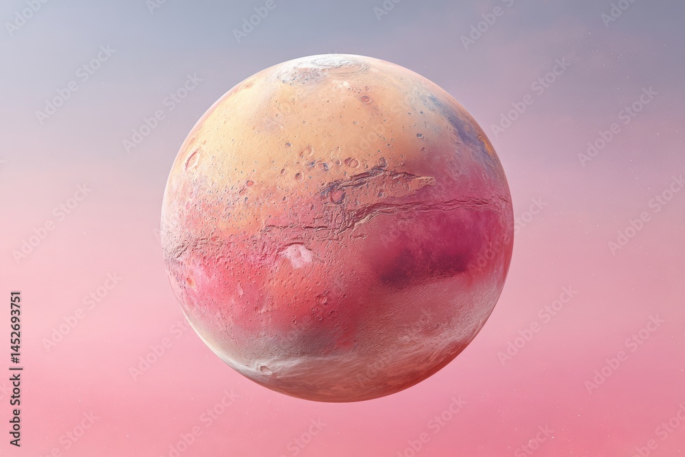 Poster ethereal mars visualization soft-hued planetary exploration for immersive space education and next-g